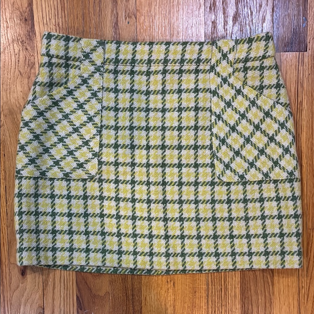 Plaid Green and Yellow Women's Skirt - J.Crew Y2K